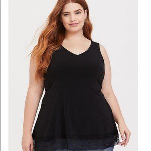 torrid Black Lace Trim Tank 2X